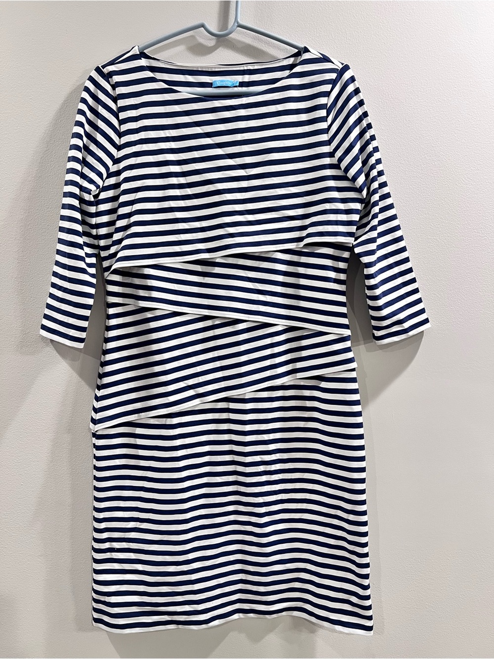 J. McLaughlin Navy and White Striped Nicola Tiered Midi Dress